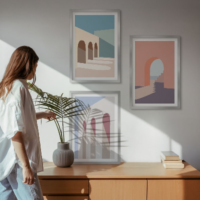 Wall art set Pastel architectural graphics