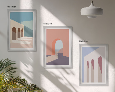 Wall art set Pastel architectural graphics