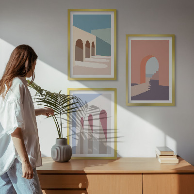 Wall art set Pastel architectural graphics