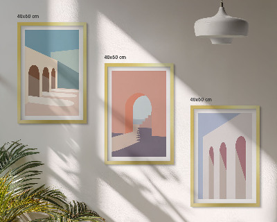 Wall art set Pastel architectural graphics