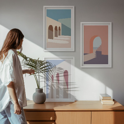 Wall art set Pastel architectural graphics