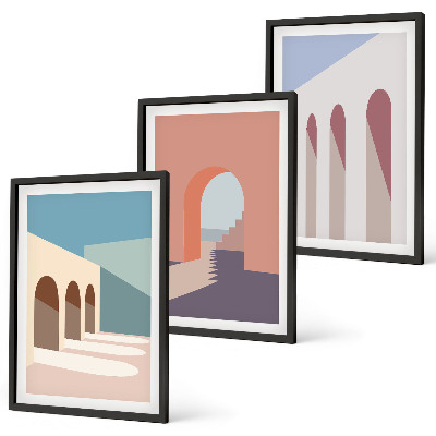Wall art set Pastel architectural graphics
