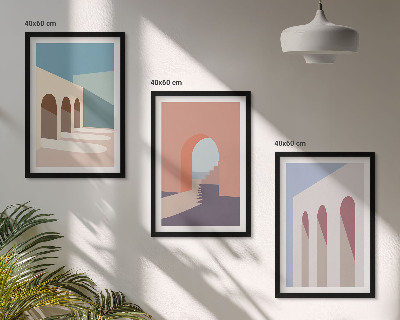 Wall art set Pastel architectural graphics