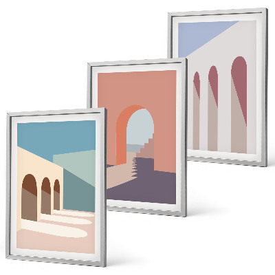 Wall art set Pastel architectural graphics