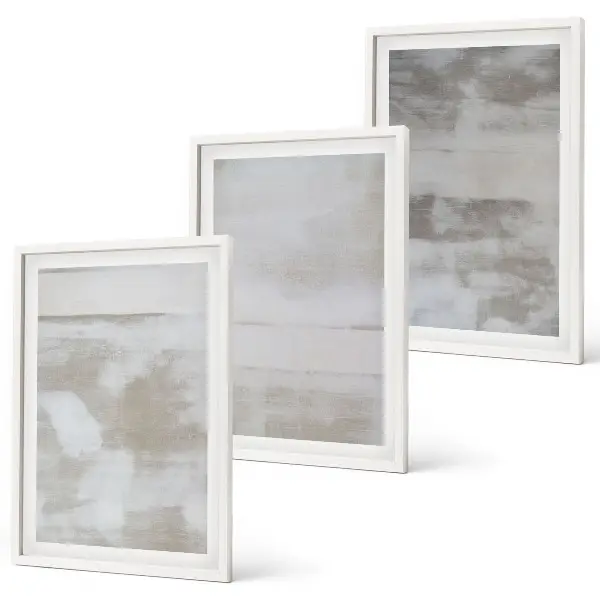 Three-piece wall art set with modern distressed textures