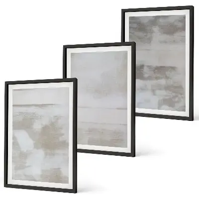 Three-piece wall art set with modern distressed textures