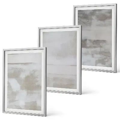 Three-piece wall art set with modern distressed textures