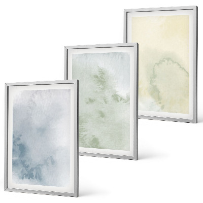 Set of 3 framed wall art pieces Pastel watercolors on canvas