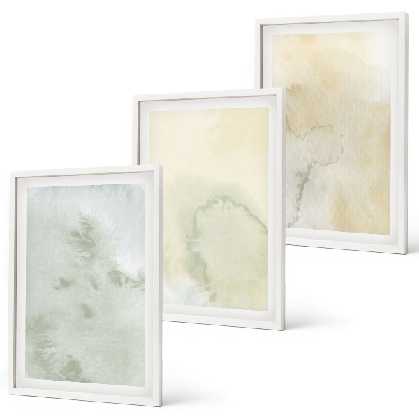 Three-piece wall art piece Pastel watercolor textures