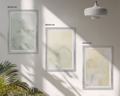 Three-piece wall art piece Pastel watercolor textures