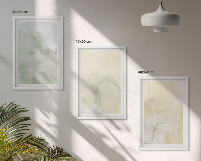 Three-piece wall art piece Pastel watercolor textures