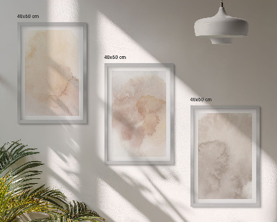 Set of 3 framed wall art pieces Warm watercolor pastel textures