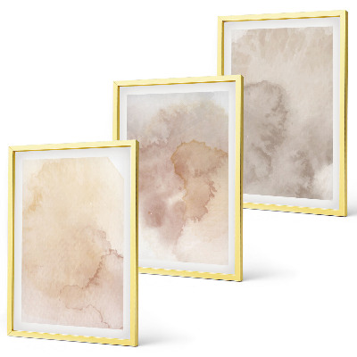 Set of 3 framed wall art pieces Warm watercolor pastel textures