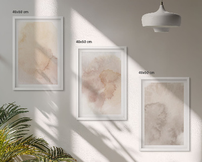Set of 3 framed wall art pieces Warm watercolor pastel textures