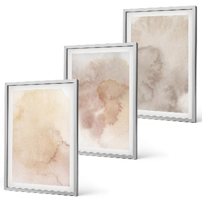 Set of 3 framed wall art pieces Warm watercolor pastel textures