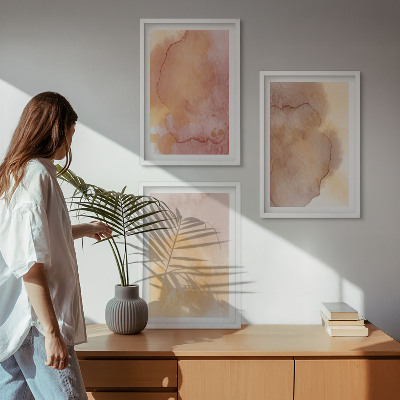 Wall art set Warm watercolor colorful textures