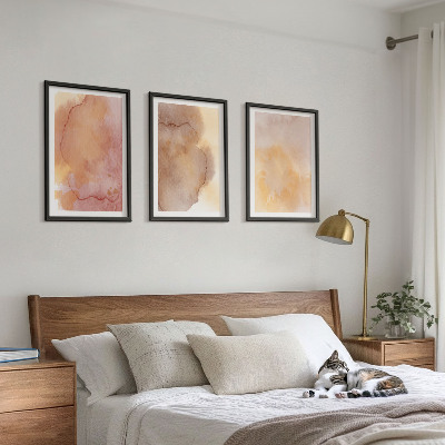 Wall art set Warm watercolor colorful textures