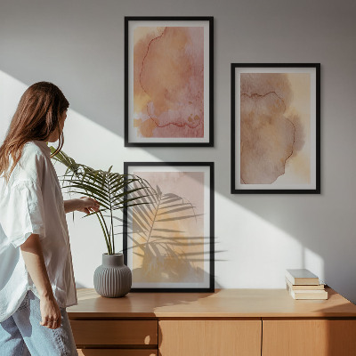 Wall art set Warm watercolor colorful textures