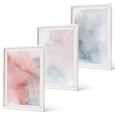Three-piece wall art piece Pastel watercolors on canvas