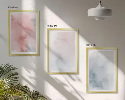 Three-piece watercolor wall art set pastel print on canvas