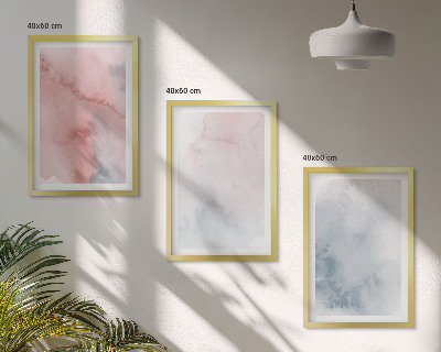 Three-piece wall art piece Pastel watercolors on canvas