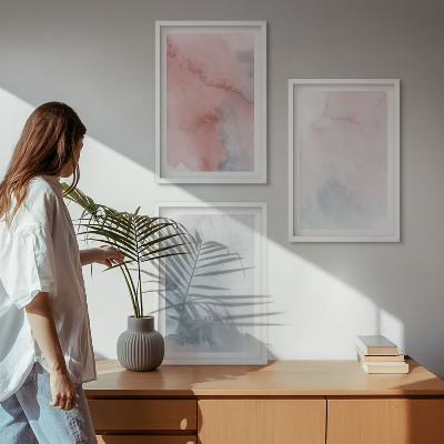 Three-piece wall art piece Pastel watercolors on canvas