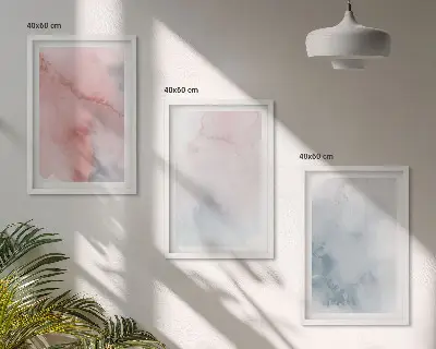 Three-piece watercolor wall art set pastel print on canvas