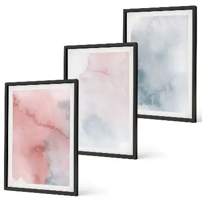 Three-piece watercolor wall art set pastel print on canvas