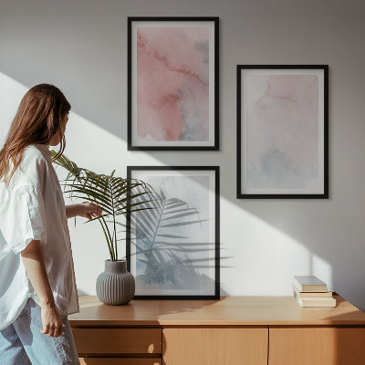Three-piece wall art piece Pastel watercolors on canvas