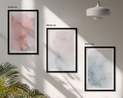 Three-piece wall art piece Pastel watercolors on canvas