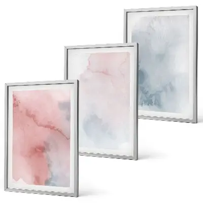 Three-piece watercolor wall art set pastel print on canvas
