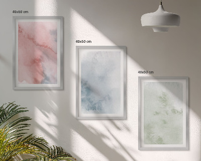 Set of 3 framed wall art pieces Pastel watercolor structures