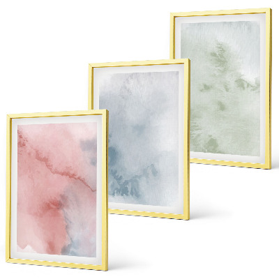 Set of 3 framed wall art pieces Pastel watercolor structures