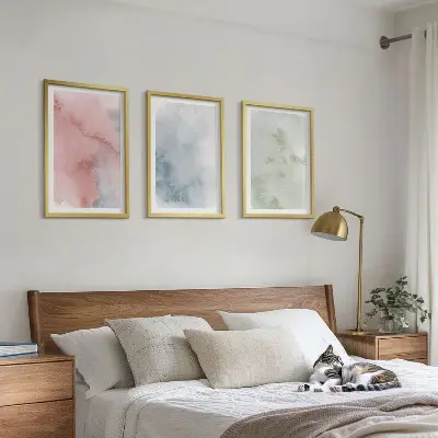 Pastel watercolor structures set of 3 framed wall art pieces