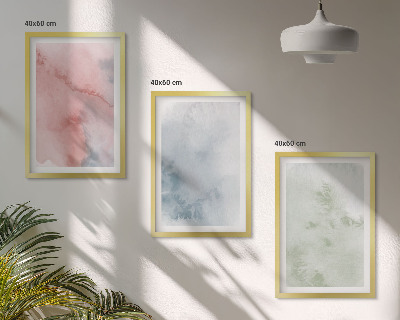 Set of 3 framed wall art pieces Pastel watercolor structures