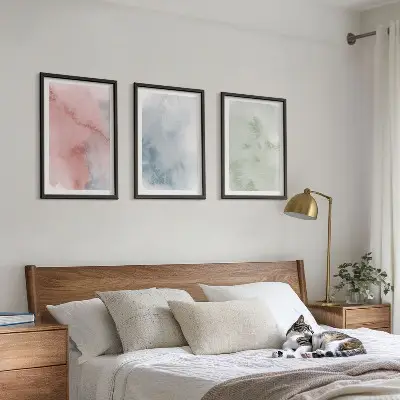 Pastel watercolor structures set of 3 framed wall art pieces