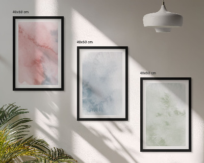Set of 3 framed wall art pieces Pastel watercolor structures