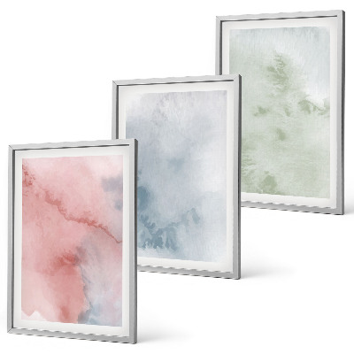 Set of 3 framed wall art pieces Pastel watercolor structures