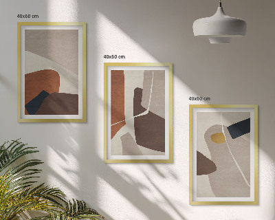 Three-piece wall art piece Abstract boho painting