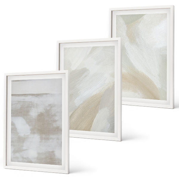 Set of 3 framed wall art pieces Abstract brush strokes