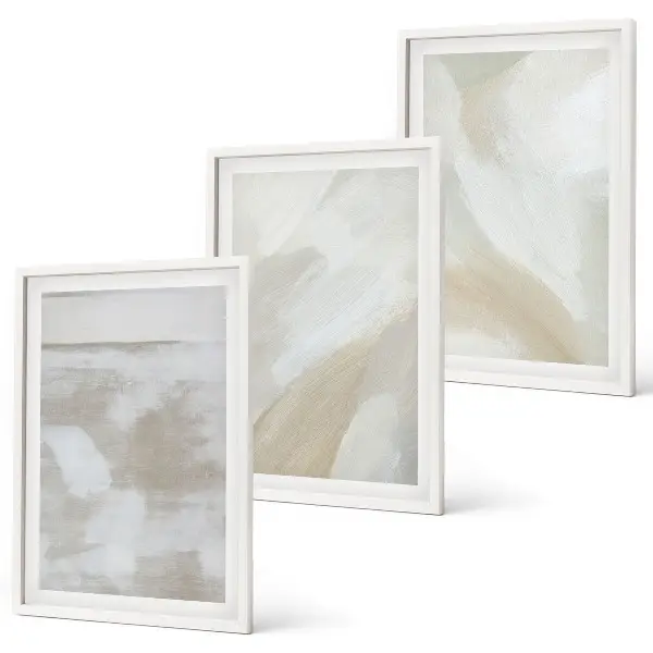 Abstract brush strokes wall art set of 3 framed pieces