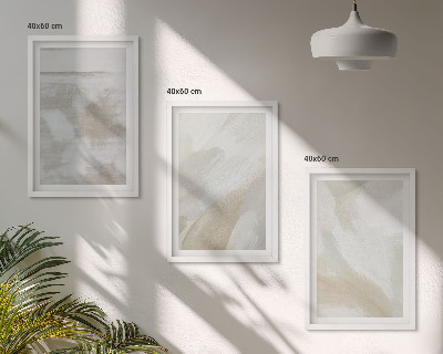 Set of 3 framed wall art pieces Abstract brush strokes