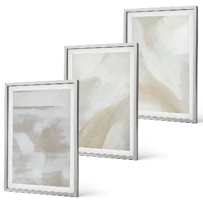 Abstract brush strokes wall art set of 3 framed pieces