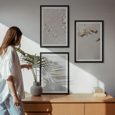 Three-piece wall art piece Sand stones boho texture