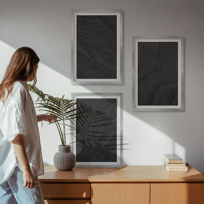 Set of 3 framed wall art pieces Dark marble elegant textures