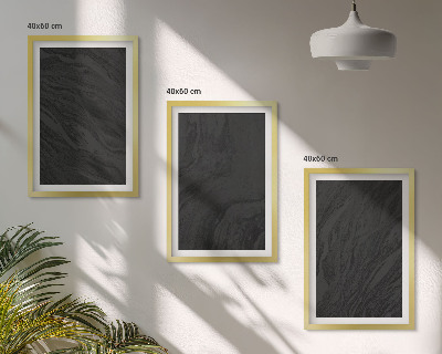 Set of 3 framed wall art pieces Dark marble elegant textures