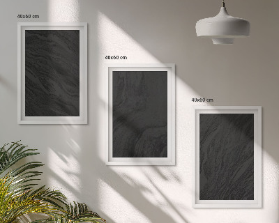 Set of 3 framed wall art pieces Dark marble elegant textures