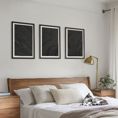 Set of 3 framed wall art pieces Dark marble elegant textures