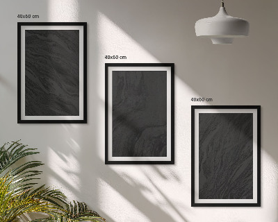Set of 3 framed wall art pieces Dark marble elegant textures