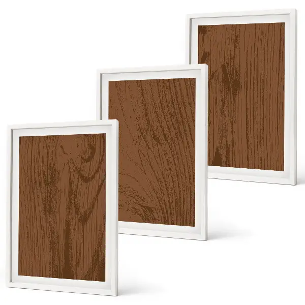Three-piece wall art set minimalist wood bark texture